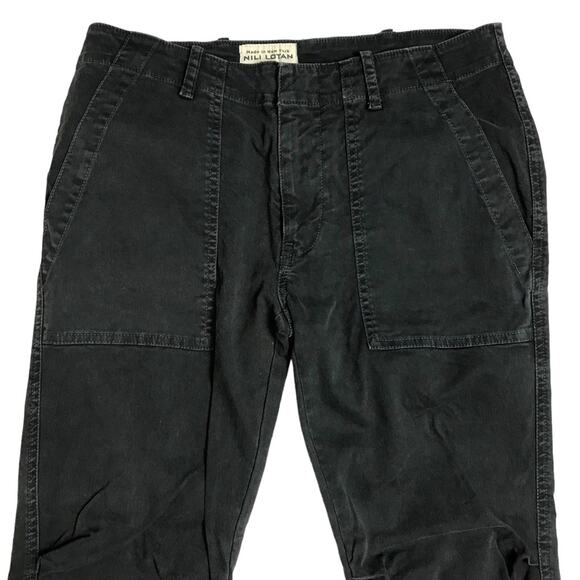 Nili Lotan Cropped Military Jogger Ankle Zipper Carbon Charcoal Black Pants 2 - Picture 4 of 13